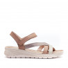 Sandalias planas Walk & Fly marrones de piel con tonos pasteles