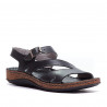 Sandalias planas Walk & Fly negras de piel con banda ancha y estrecha