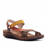 Sandàlies planes Walk & Fly marrons de pell amb tires de tons càlids