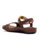 Sandalias planas Walk & Fly marrones de piel con tiras de tonos cálidos - Querol online