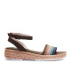 Sandalias cuña Walk & Fly marrones oscuras de piel con banda de colores - Querol online