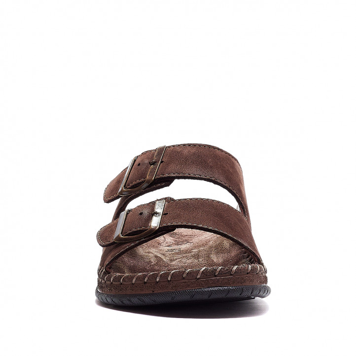 Sandàlies Walk & Fly marrons de pell amb doble sivella - Querol online