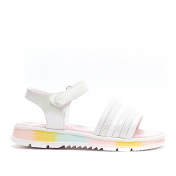 sandalias QUETS! blancas con tiras metalizadas y blancas - Querol online