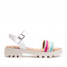 sandalias QUETS! blancas con suela dentada y banda multicolor