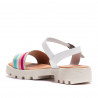 sandalias QUETS! blancas con suela dentada y banda multicolor