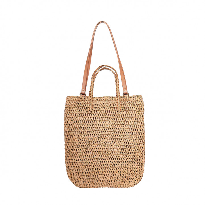 Bolso Stay color marron de rafia - Querol online