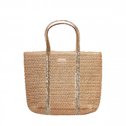 Bolso Stay de rafia con asas metalizadas - Querol online