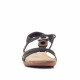 Sandalias planas Amarpies negras con tira central y detalle de madera - Querol online