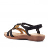 Sandalias planas Amarpies negras con tira central y detalle de madera