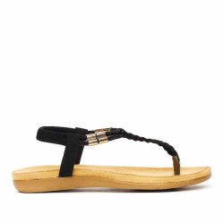 Sandalias planas Owel negras de cuerda pantelaria - Querol online