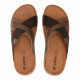 Sandalias In Blu marrones cruzadas con trozo téxtil - Querol online