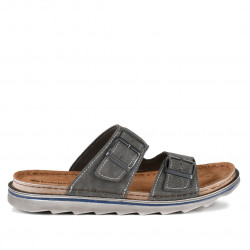 Sandàlies In Blu grises fosques amb doble sivella i línia blava - Querol online