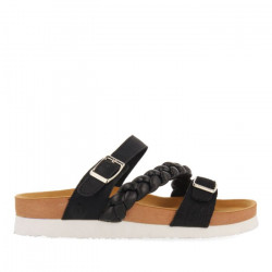 Sandalias planas Gioseppo bio con tiras y hebilla negras para mujer bonneil - Querol online