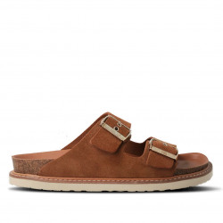 Sandàlies planes GENUINS Hawaii Velour Mandorla marrons - Querol online