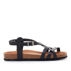 Sandalias planas Redlove negras viviane cerradas por el tobillo - Querol online