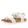 sandalias Gioseppo de suela bio plateadas y blancas para niña aransas