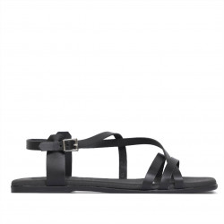 Sandalias planas Redlove negros de piel con plantilla acolchada - Querol online