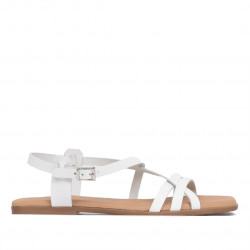 Sandalias planas Redlove blancas de piel con plantilla acolchada - Querol online