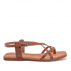 Sandalias planas Redlove marrones de piel con plantilla acolchada - Querol online