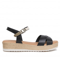 Sandàlies plataformes Redlove negres de bandes creuades i tira platejades - Querol online