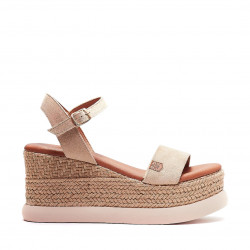 Sandalias cuña Popa rocha de ante color beig - Querol online