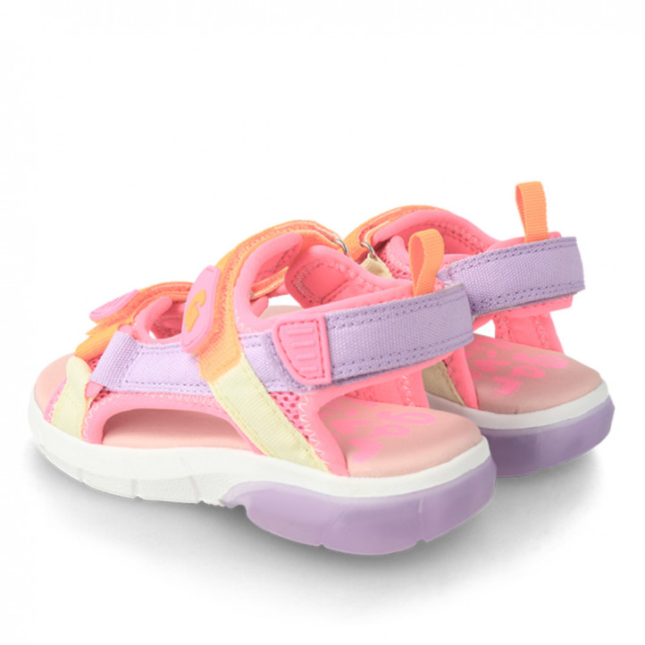 sandalias Garvalin sport multicolor pastel con fondo rosa 232840D - Querol online
