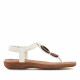 Sandalias planas Amarpies con abalorio de madera blancas - Querol online