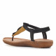 Sandalias planas Amarpies con abalorio de madera negras - Querol online