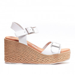 Sandalias cuña Redlove xoana blancas con doble hebilla - Querol online