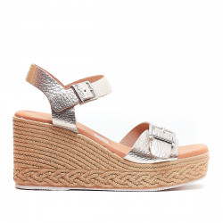 Sandalias cuña Redlove xoana doradas con doble hebilla - Querol online