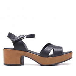 Sandalias tacón Redlove iolanda negros de piel - Querol online