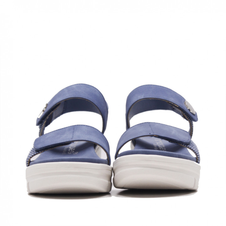 Sandalias cuña Amarpies azules estilo confort con elásticos - Querol online