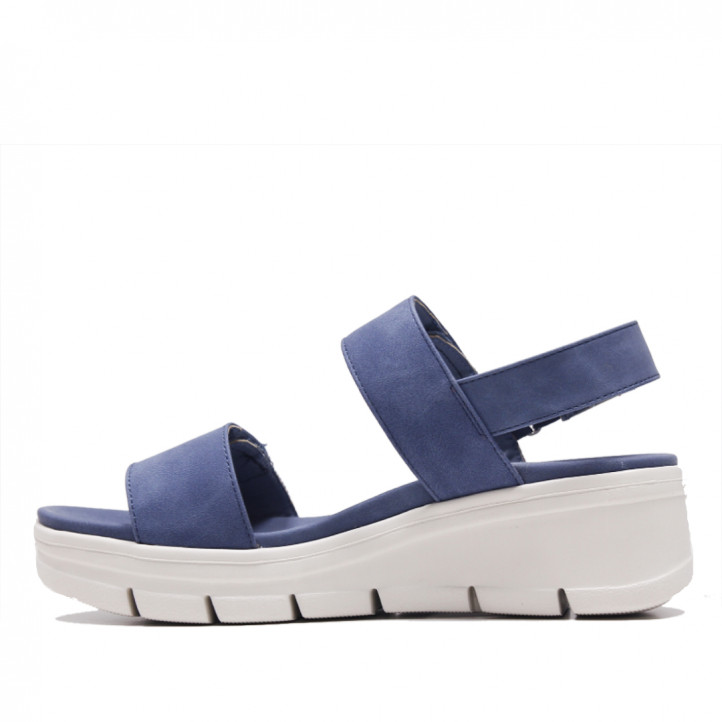 Sandalias cuña Amarpies azules estilo confort con elásticos - Querol online