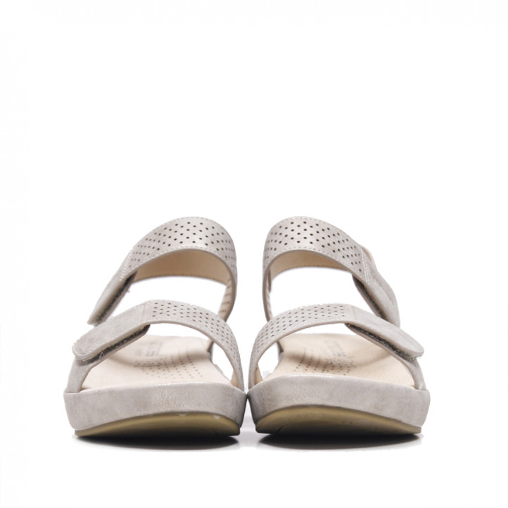 Sandàlies falca Amarpies metal·litzada color plom amb velcro - Querol online