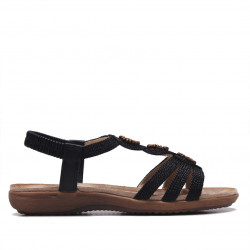 Sandàlies planes Amarpies negres amb tres pedres rodones - Querol online