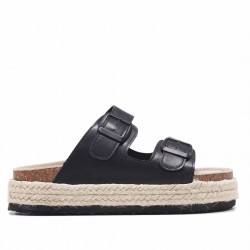 sandalias Stay negras con doble tira y plataforma - Querol online