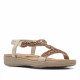 Sandalias planas Calzapies beig con detalles ornamentales - Querol online