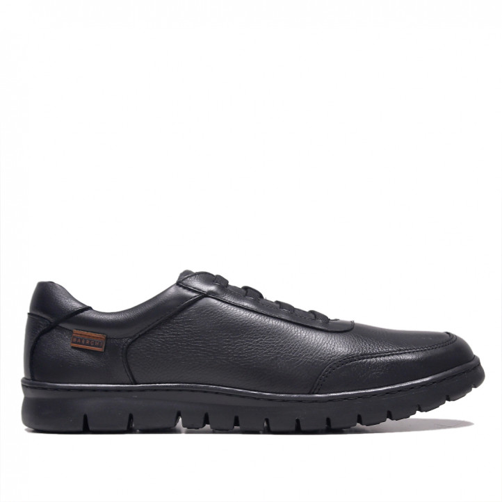 Zapatos vestir Baerchi negros de piel con cordones elásticos  y piso de goma - Querol online