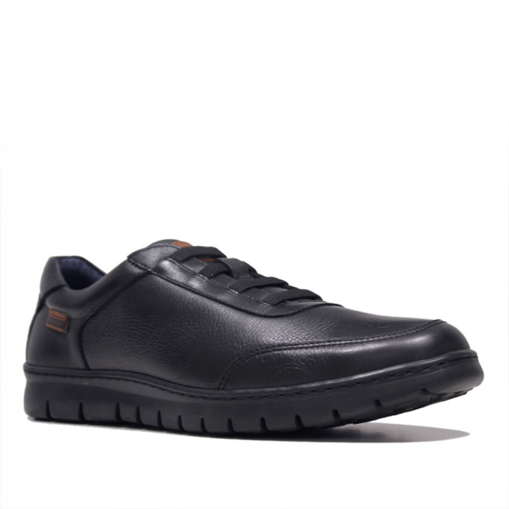 Zapatos vestir Baerchi negros de piel con cordones elásticos  y piso de goma - Querol online