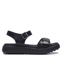 Sandalias planas POP CORN negras con doble hebilla - Querol online