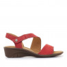 Sandàlies falca Imac de pell vermelles croades amb doble banda