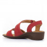 Sandalias cuña Imac de piel rojas cruzadas con doble banda