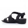 Sandalias cuña Imac de piel negras cruzadas con doble banda