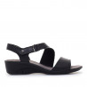 Sandalias cuña Imac de piel negras cruzadas con doble banda