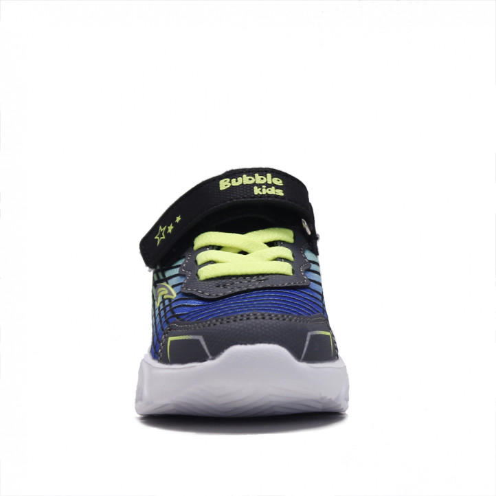 Zapatillas deporte BUBBLE KIDS negras, amarillas y azules con luces - Querol online