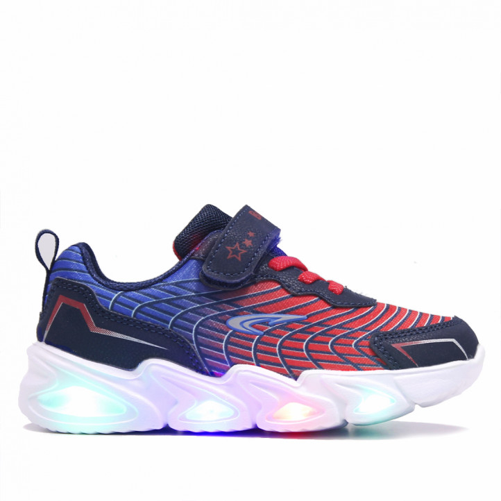 Zapatillas deporte BUBBLE KIDS azules y rojas con luces - Querol online