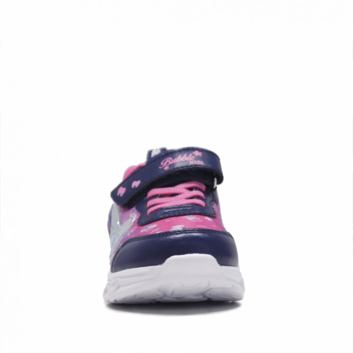 Zapatillas deporte BUBBLE KIDS azules con rosa y luces - Querol online