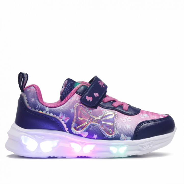 Zapatillas deporte BUBBLE KIDS azules con rosa y luces - Querol online