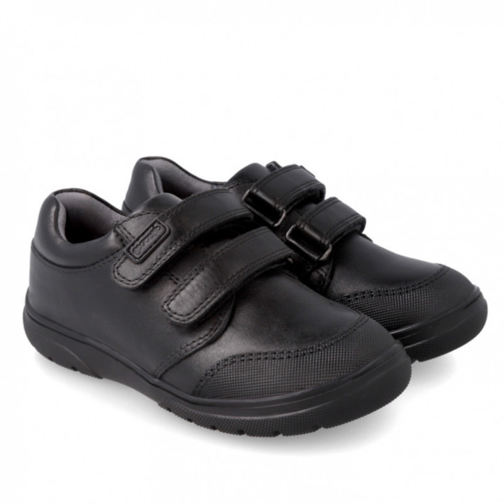 Zapatos colegiales Garvalin para niño 211701-A negro de piel - Querol online