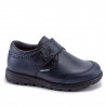 Sabates collegials Pablosky blaus de pell amb velcro i flor